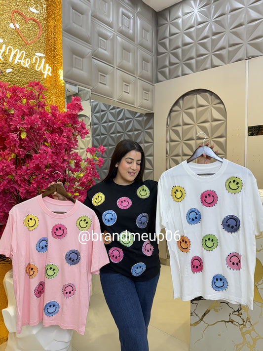 Cute Cotton T-Shirt (TEE-158) SMILEY PATCH