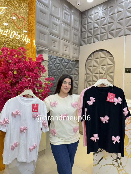Cute Cotton T-Shirt (TEE-159) BOW PATCH