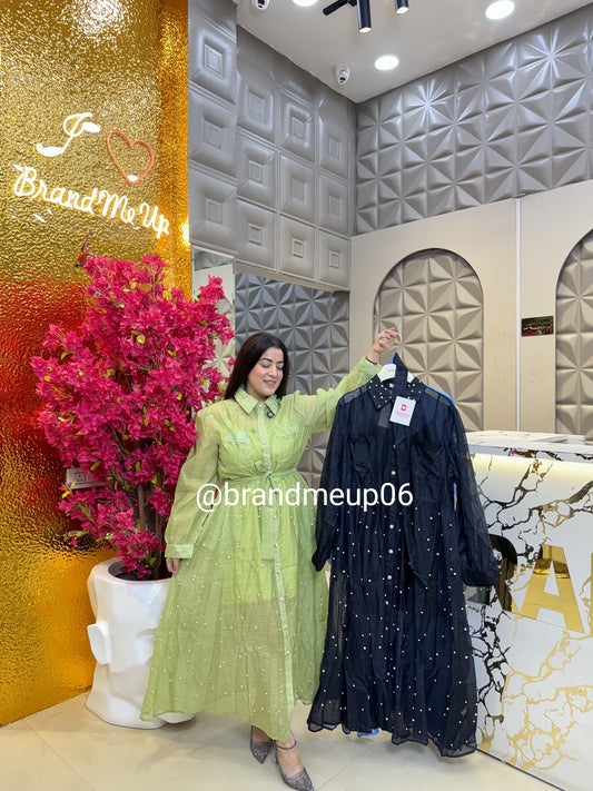 Designer Rhinestone Dress With Belt And Inner (PRM-546)