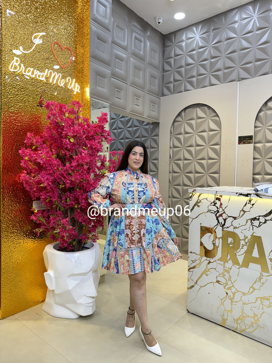 Printed Dress With Belt (PRM-551)