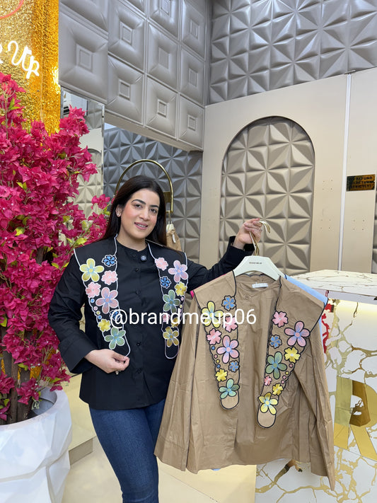 Cotton Shirt With Designer Flower (PRM-555)