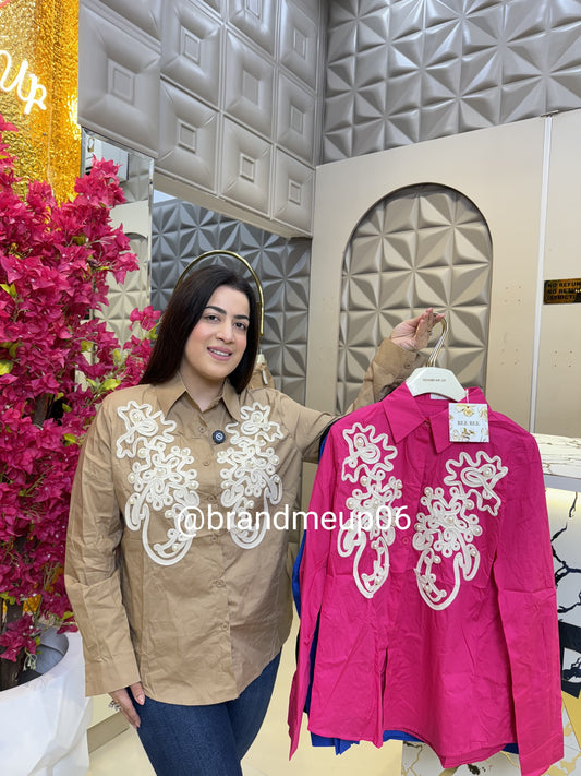 Cotton Shirt With Designer Embroidery (PRM-557)