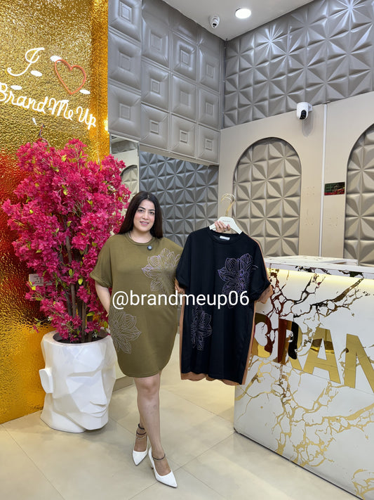 Super Soft Stretchable Dress With Pocket Floral (PRM-569)