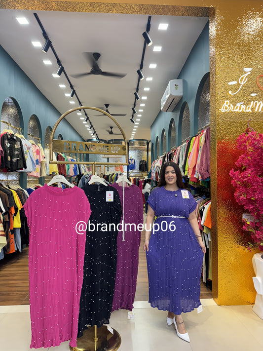 Imported Pearl Designer Dress With Belt (PRM-574)