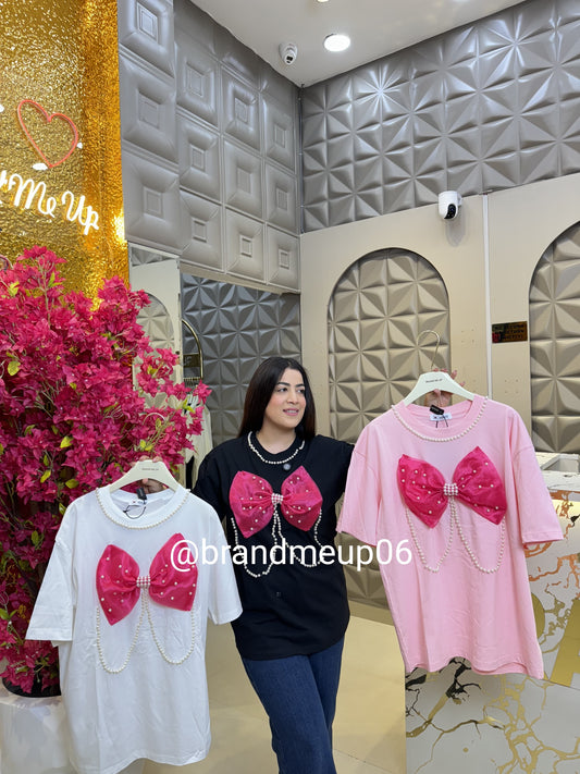 Cute Cotton T-Shirt Big Bow (TEE-170)