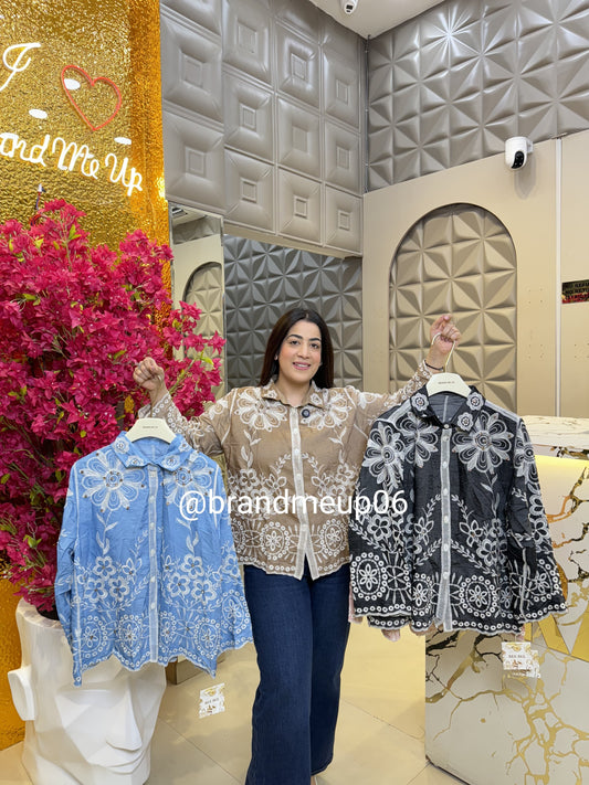 Embroidery Shirt With Rhinestones (PRM-593)