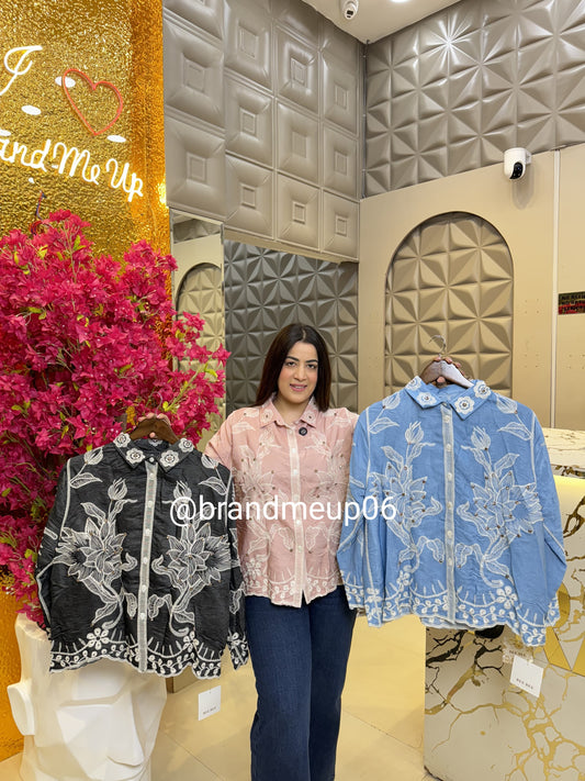 Embroidery Shirt With Rhinestones (PRM-592)