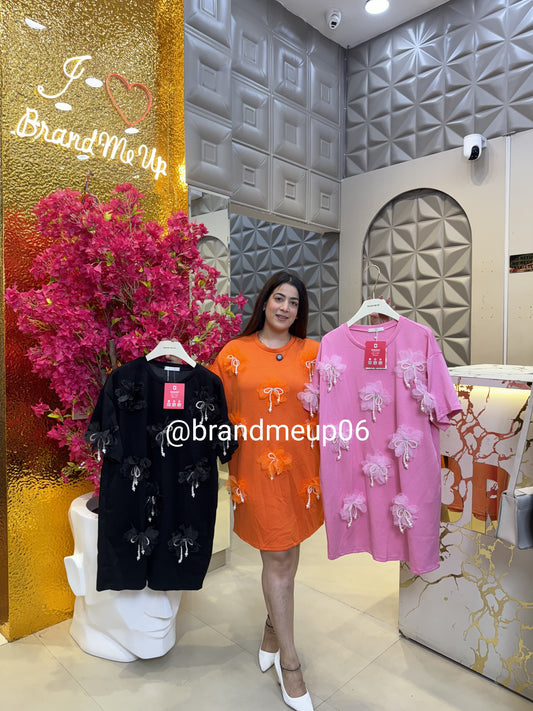 Imported Partywear Dress With Pocket (PRM-611) PEARL BOW