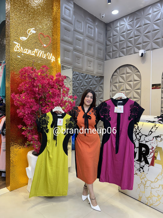 Imported Stretchable Dress With Lavender Work (PRM-610)