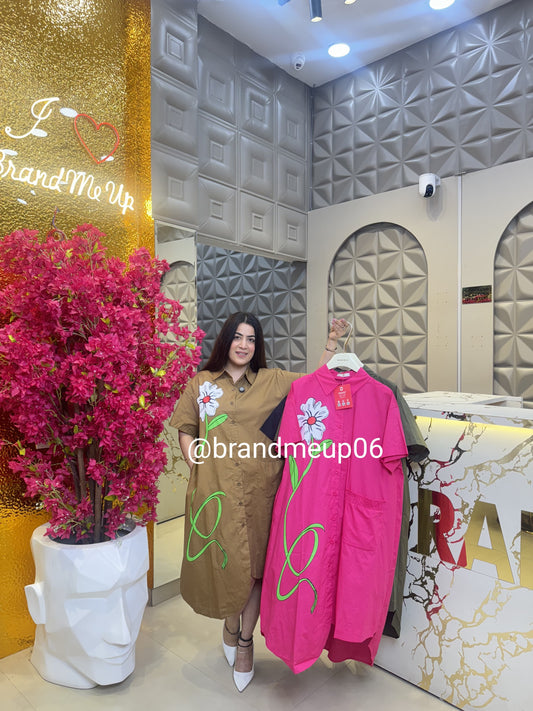 Cotton Designer Hilow Dress With Pocket (PRM-627)