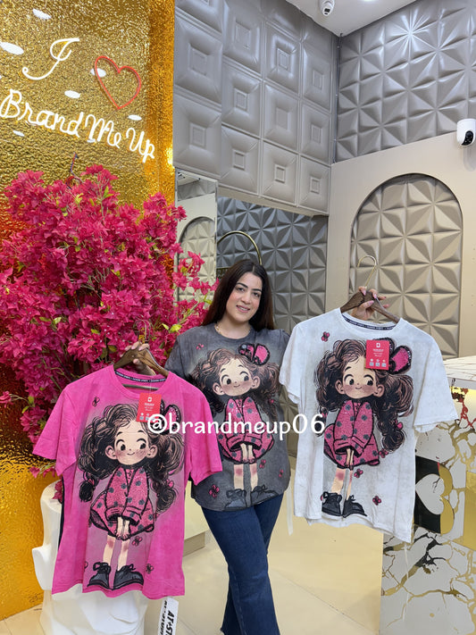 Cotton Cartoon T-Shirt (TEE-180) CUTE GIRL