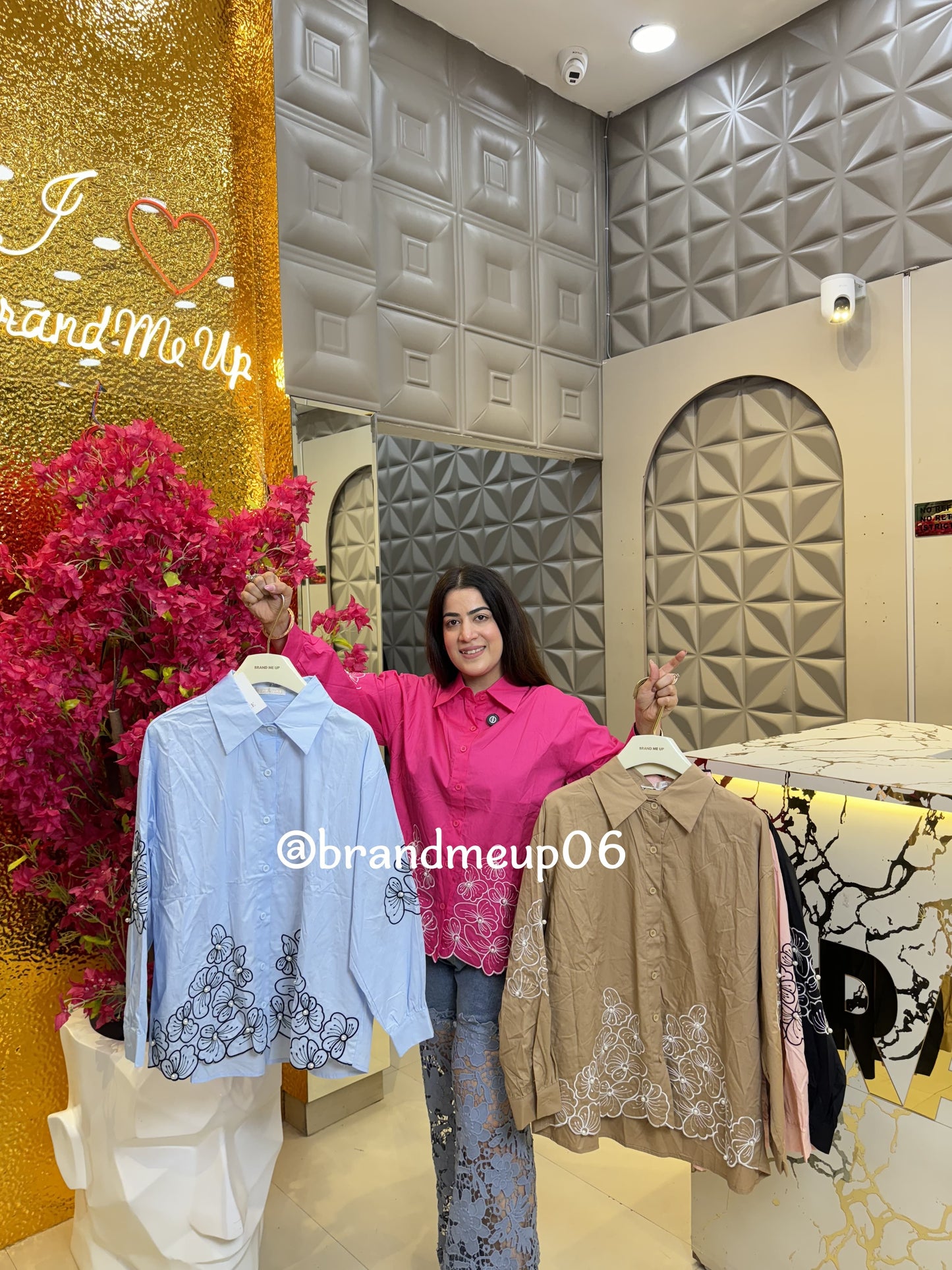 Cotton Embroidery Shirt With Pearl (PRM-650)