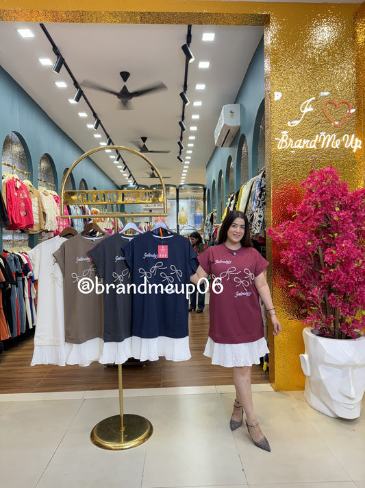 Cute Designer Pearl Bow Dress (PRM-655)