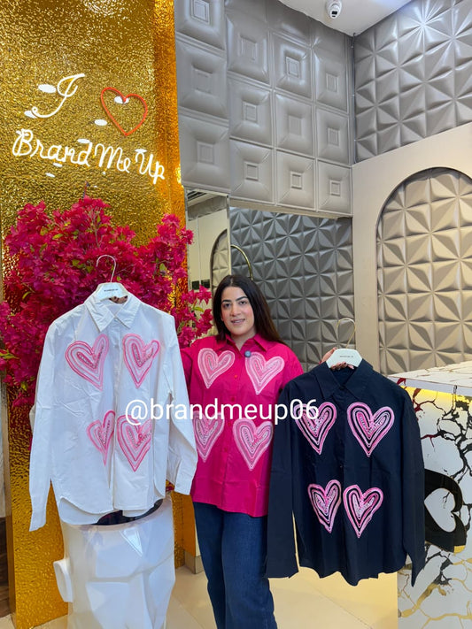 COTTON RHINESTONES HEART SHIRT (PRM-717)