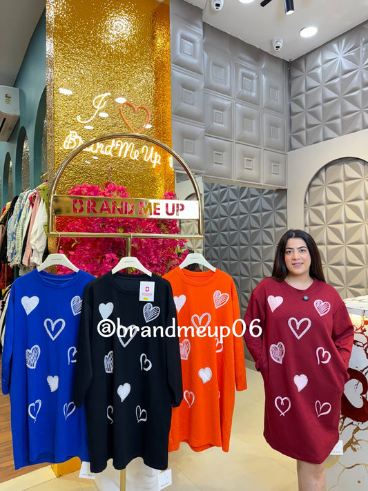 IMPORTED STRETCHABLE DRESS WITH POCKET (PRM-724) HEART