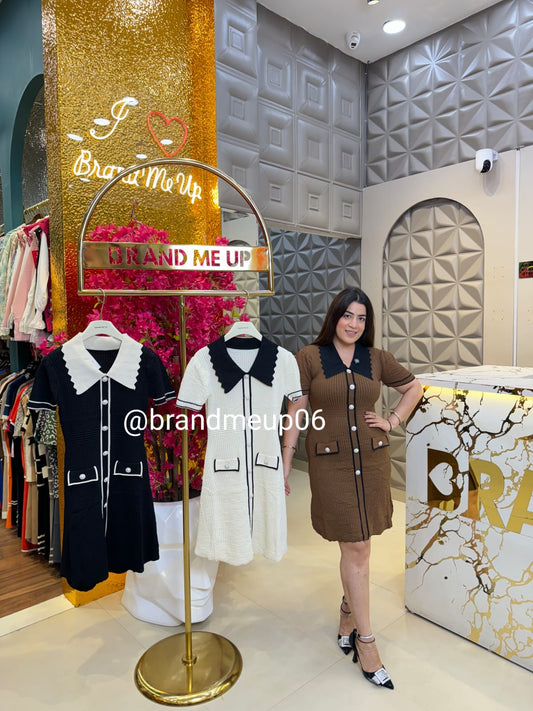 SUMMER KNIT DRESS WITH DESIGNER COLLAR (PRM-740)