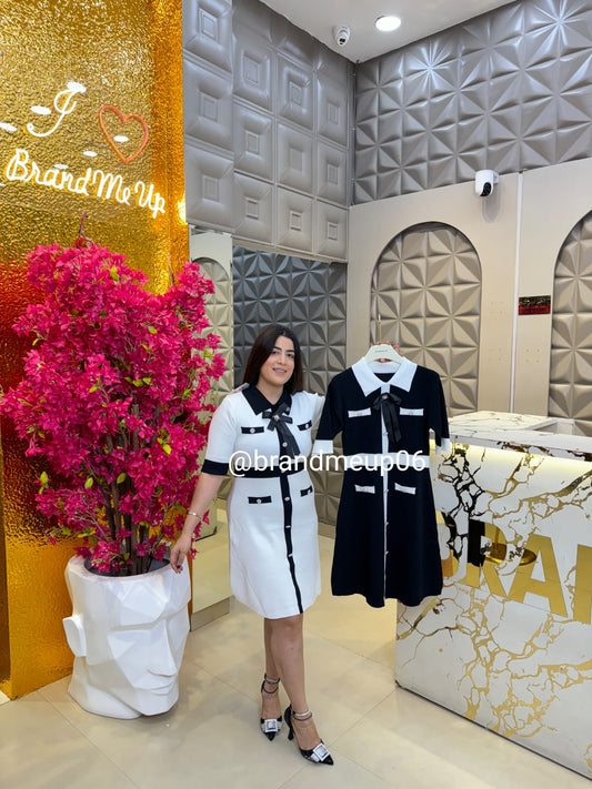 SUMMER KNIT DRESS WITH DETACHABLE BOW (PRM-741)