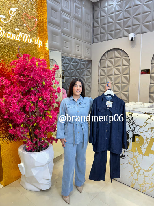 CLASSIC DENIM CORD SET WITH BELT (PRM-748)