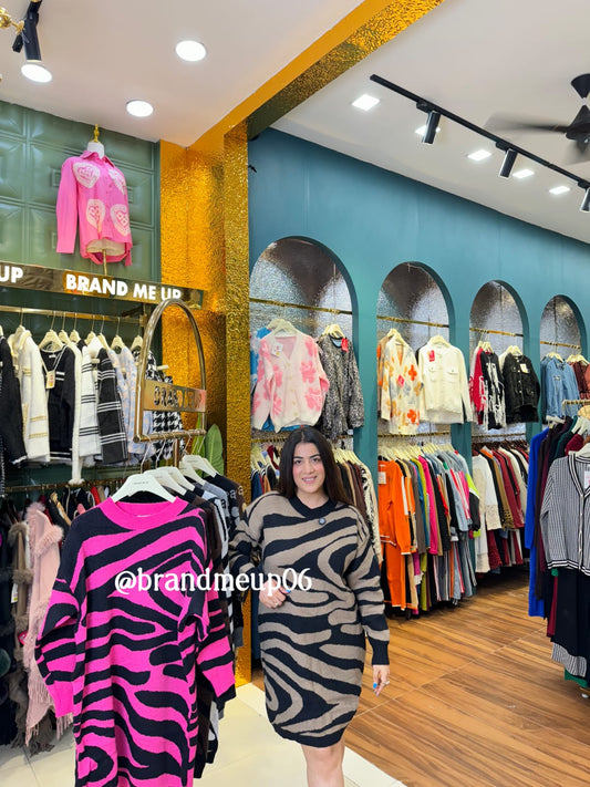 WOOLEN LONG DRESS ZEBRA (IMP-529)