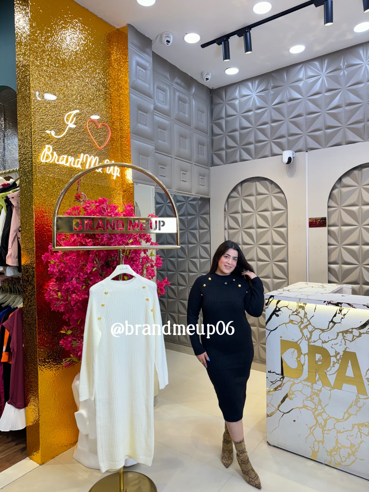 WOOLEN LONG DRESS GOLDEN BUTTON (IMP-530)