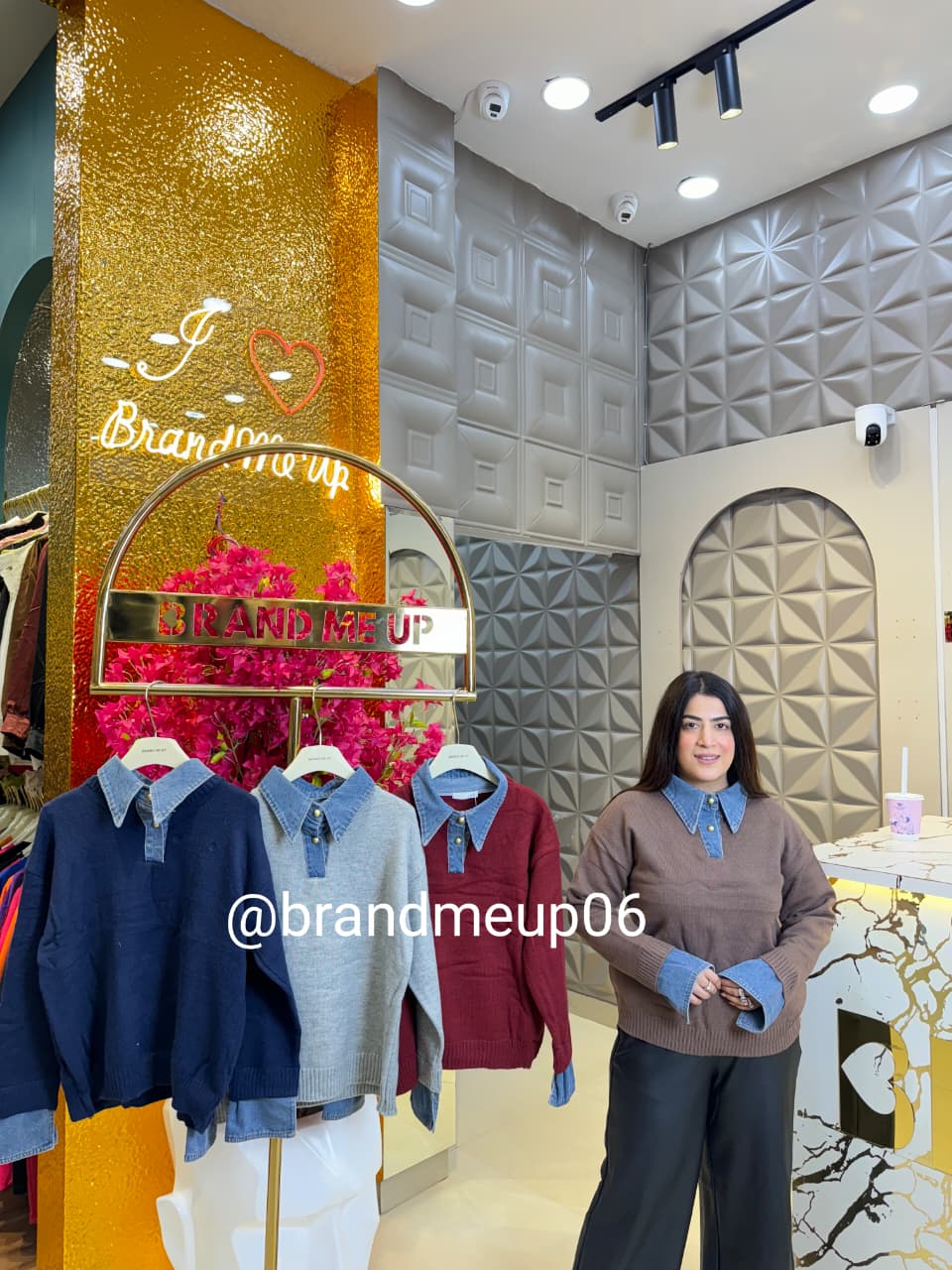 DESIGN WOOLEN SWEATER WITH DENIM (IMP-551) COLLAR