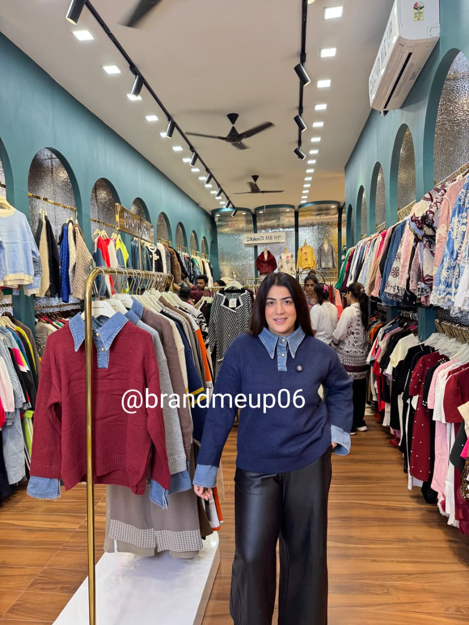 DESIGN WOOLEN SWEATER WITH DENIM (IMP-551) COLLAR