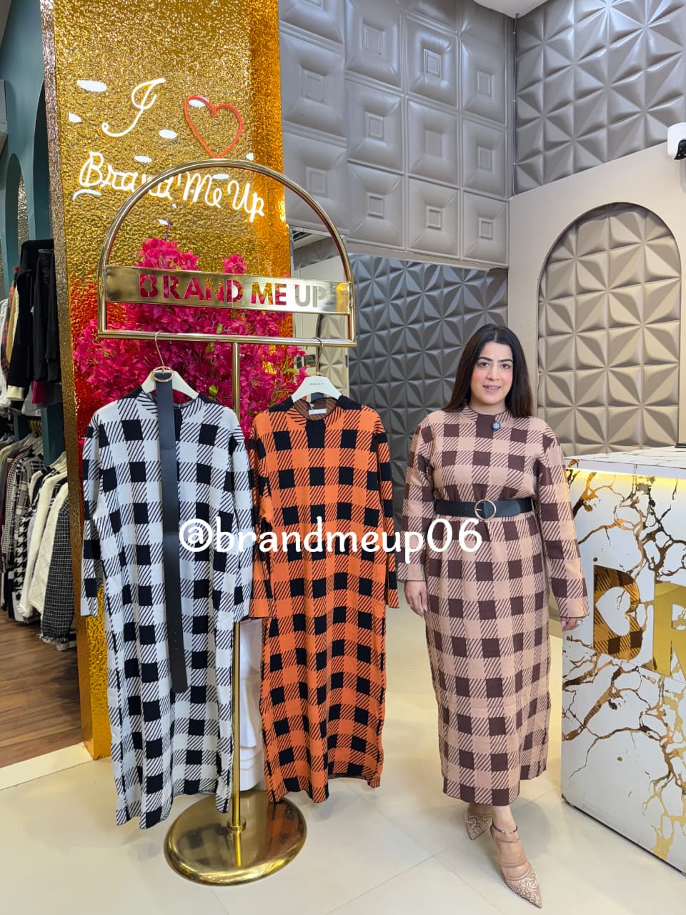 WOOLEN CHECKES DRESS WITH BELT (IIMP-606)