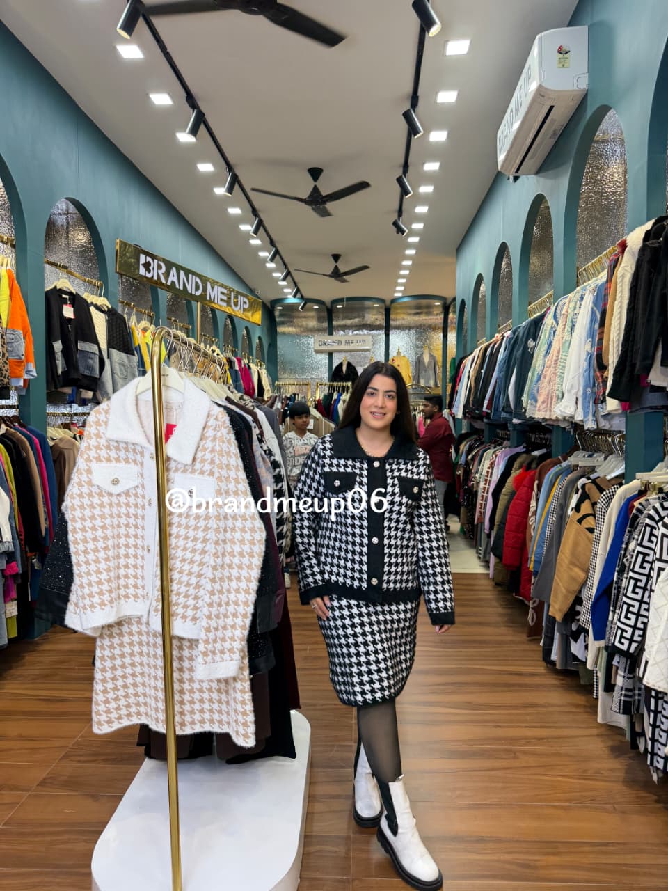 WOOLEN CHECKS TOP AND SKIRT (IMP-616)