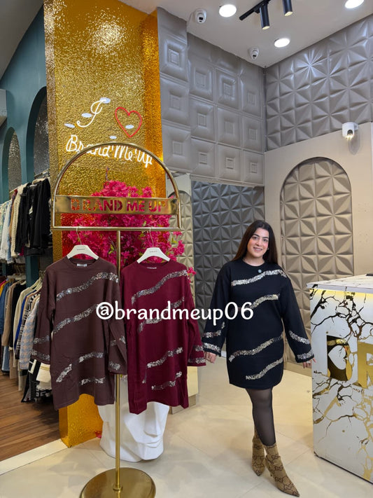 WOOLEN SILVER SEQUENCE DRESS (IMP-620)