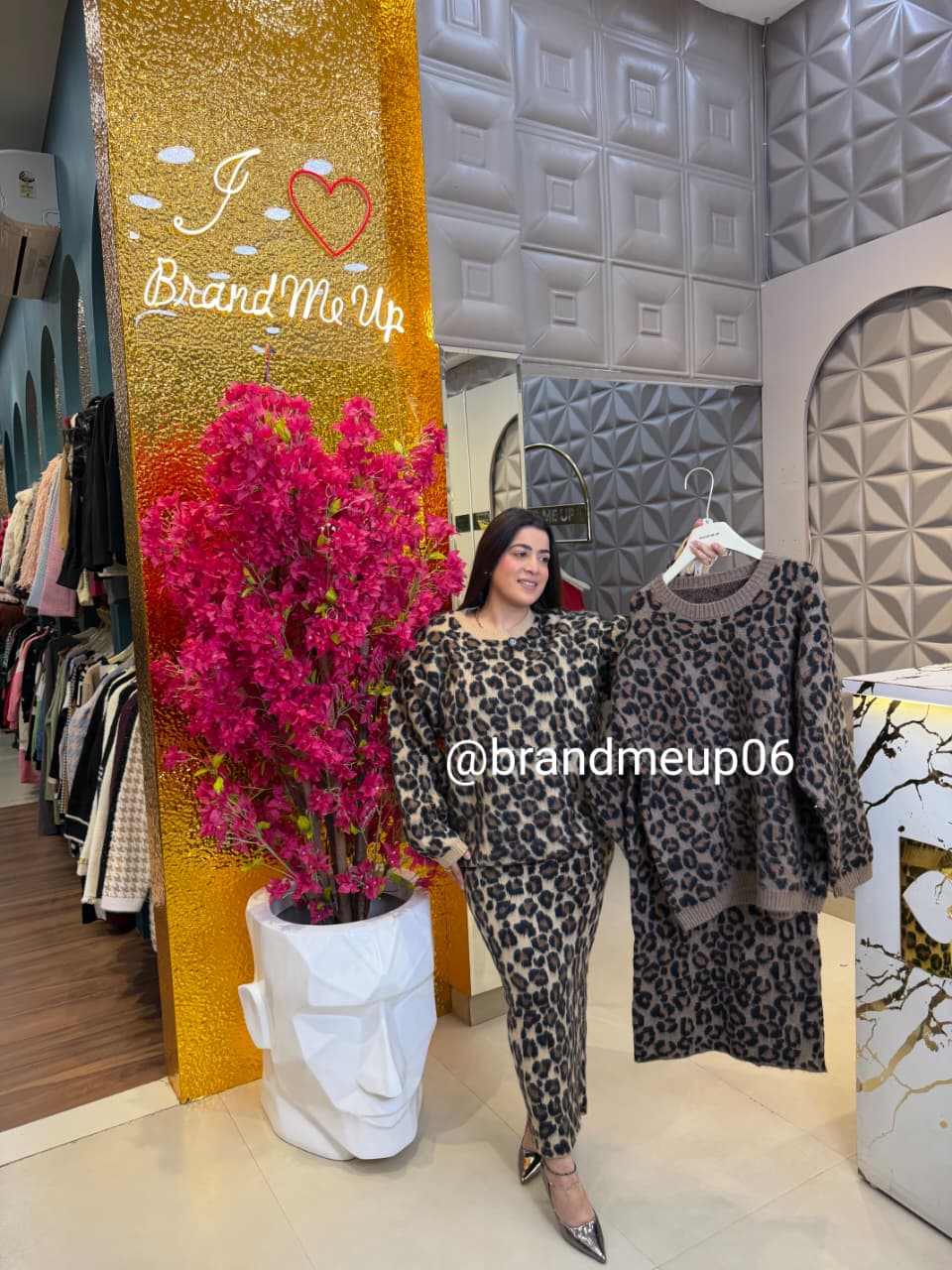 CHEETAH WOOLEN TOP SKIRT SET (IMP-629)