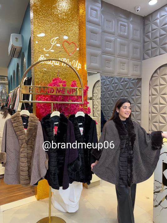 FURRY PONCHU WITH INSIDE FLEECE (IMP-650)