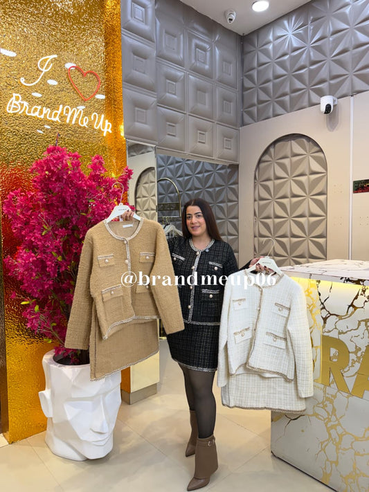 WOOLEN SKIRT SET WITH PEARL BUTTON (IMP-904)