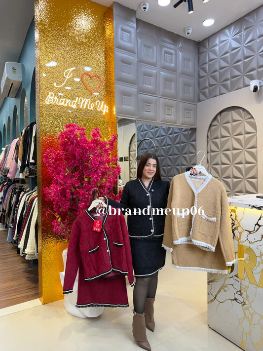 WOOLEN DETAILING SKIRT SET (CODE-908)