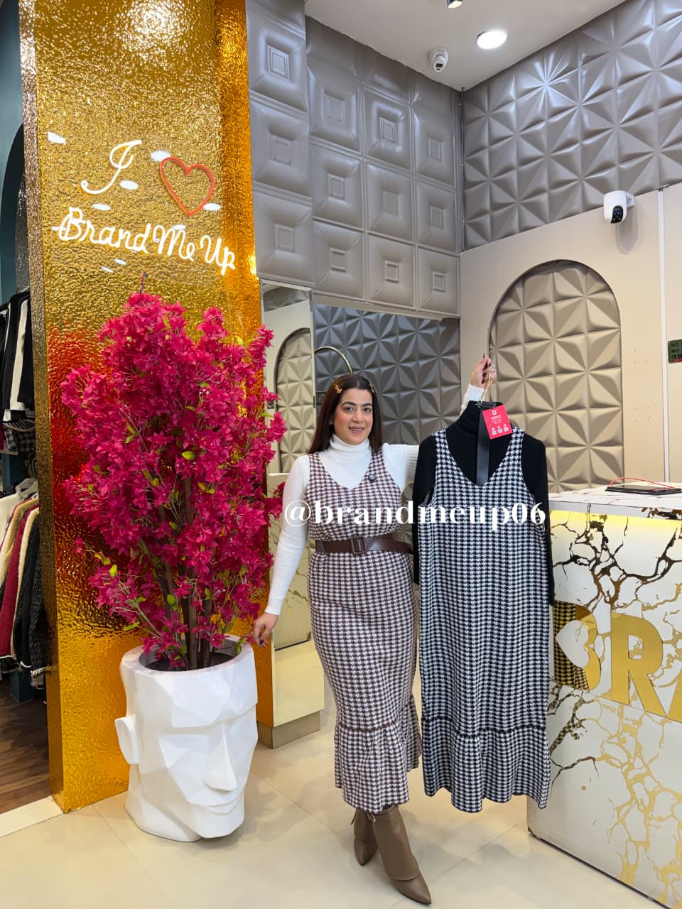 WOOLEN CHECKS DRESS WITH INNER AND BELT (IMP-663)