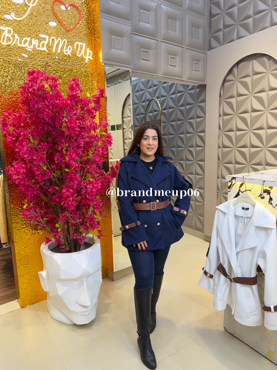 WOOLEN COAT WITH LEATHER DETAILING (IMP-676)