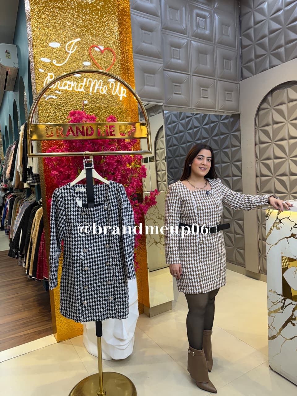 TWEED DRESS WITH BELT (IMP-686)