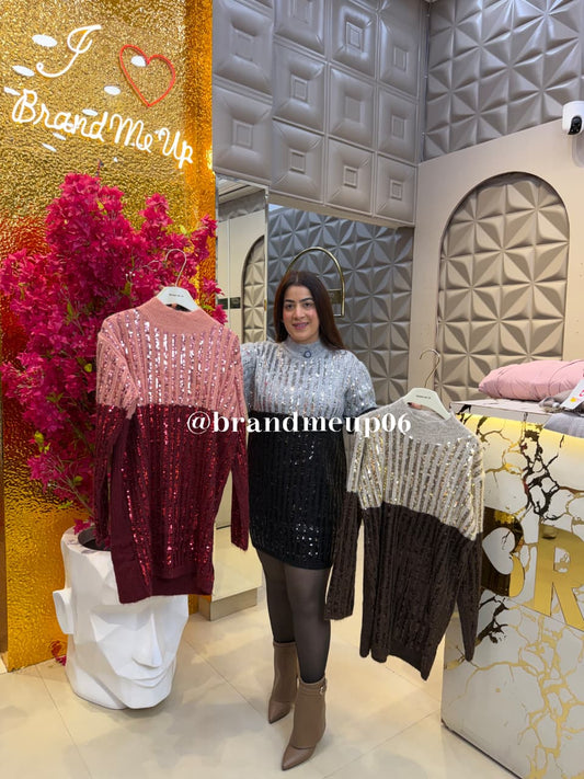 PARTYWEAR SEQUENCE WOOLEN DRESS (IMP-690) LINE