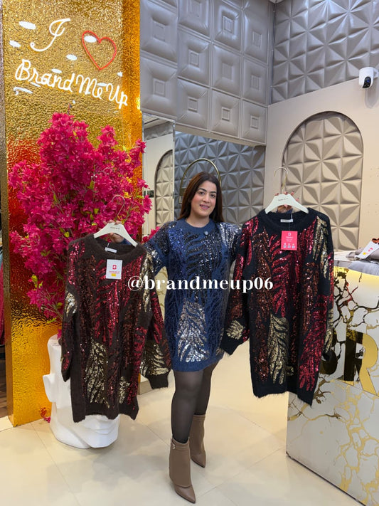 PARTYWEAR SEQUENCE WOOLEN DRESS (IMP-691) TROPO