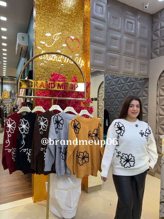 WOOLEN SEQUENCE FLOWER SWEATER (IMP-700)