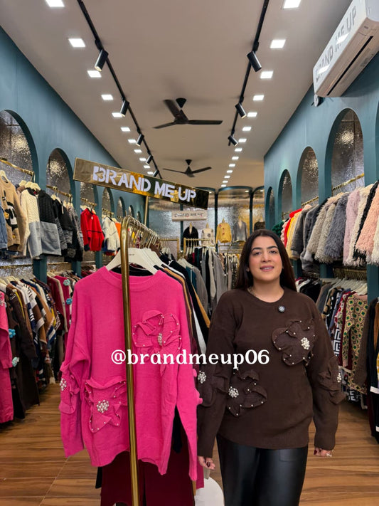 WOOLEN 3D PEARL FLOWER SWEATER (IMP-703)