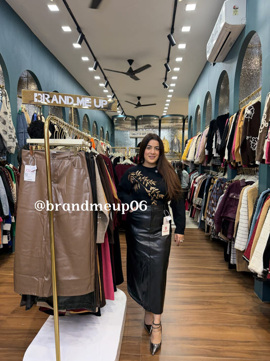 LEATHER HIGH WAIST SKIRT (CODE-8924) (IMP-707)