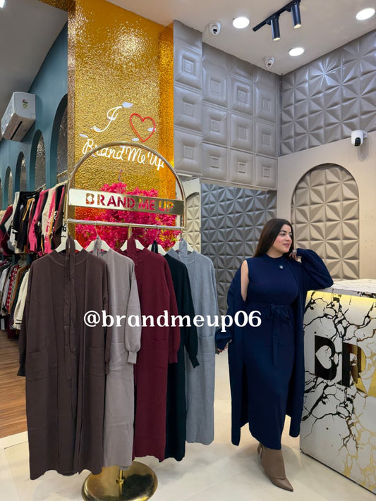 WOOLEN DRESS WITH POCKET SHRUG (IMP-728)