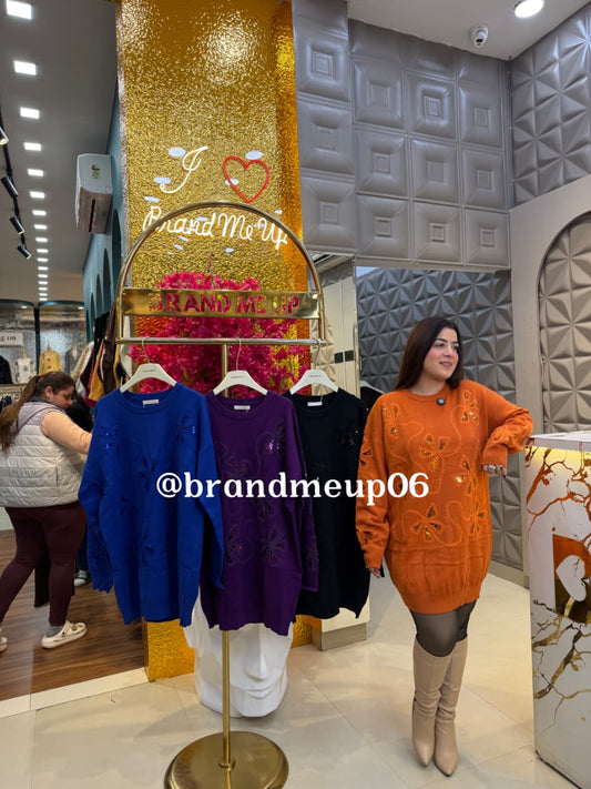 SEQUENCE WOOLEN DRESS (IMP-733) GOLDEN LINO