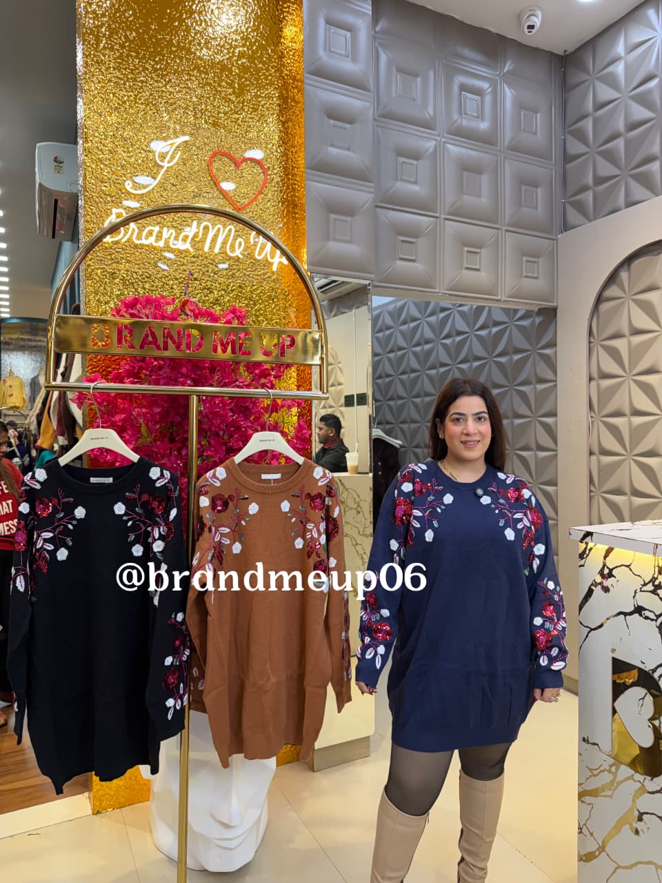 SEQUENCE WOOLEN DRESS (IMP-736) ROSE EMBROIDERY