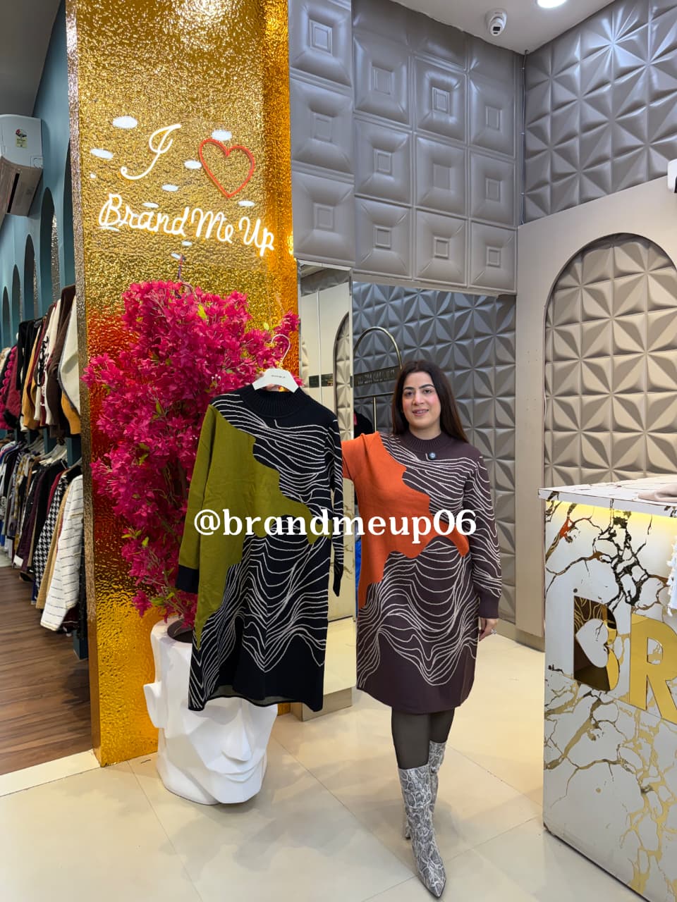 WOOLEN LONG PRINTED DRESS (IMP-739) WEB PATTERN