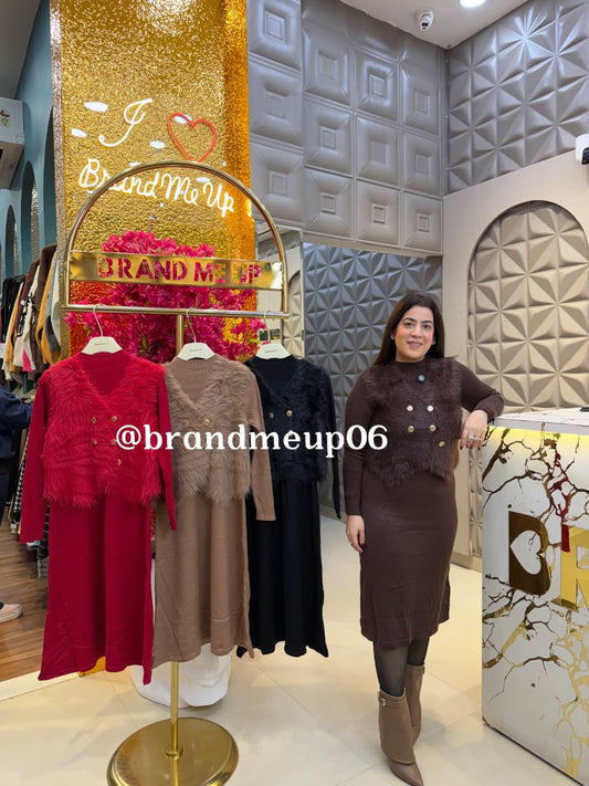 WOOLEN DRESS WITH FUR JACKET (CODE-0512) (IMP-741)