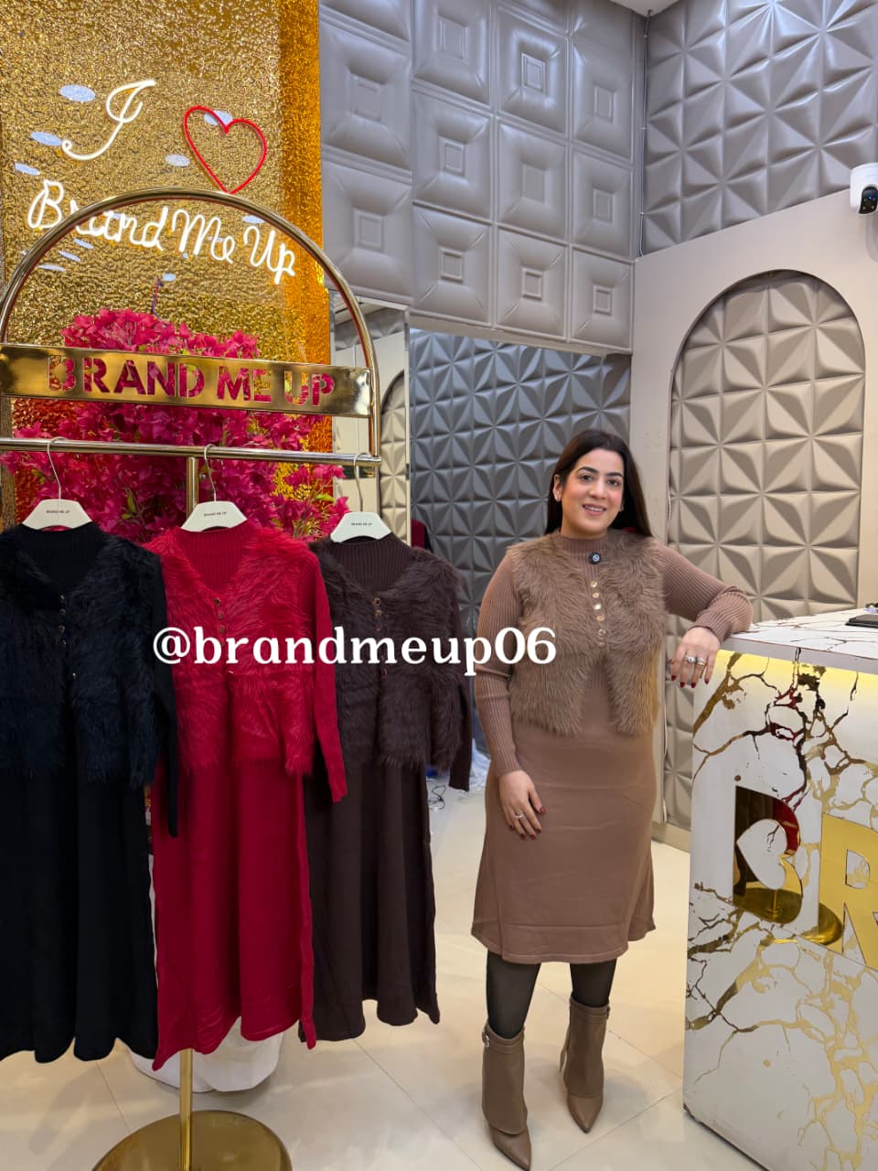 WOOLEN DRESS WITH FUR JACKET (CODE-9803) (IMP-743)