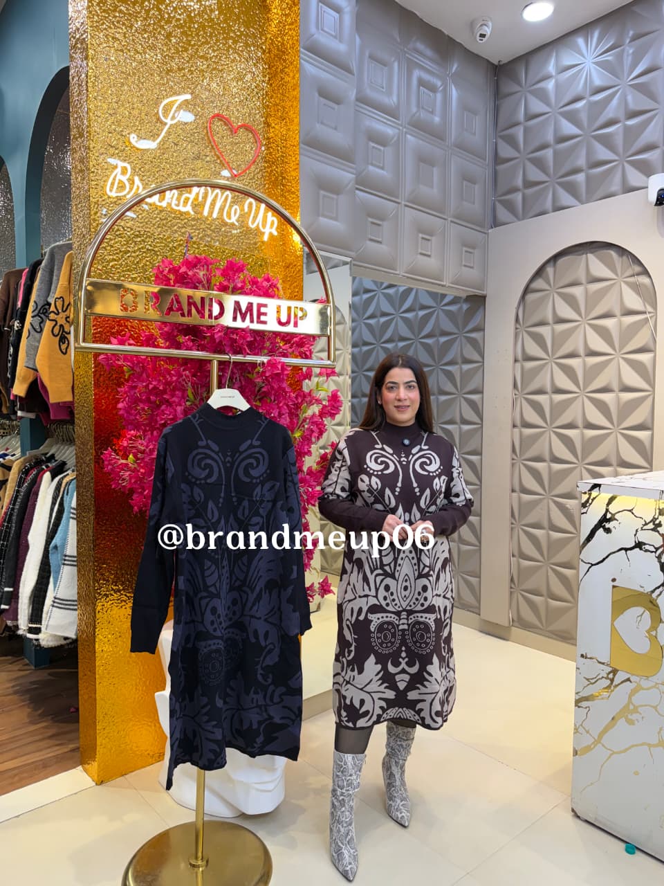 WOOLEN PRINTED DRESS (IMP-748) BIG LEAF