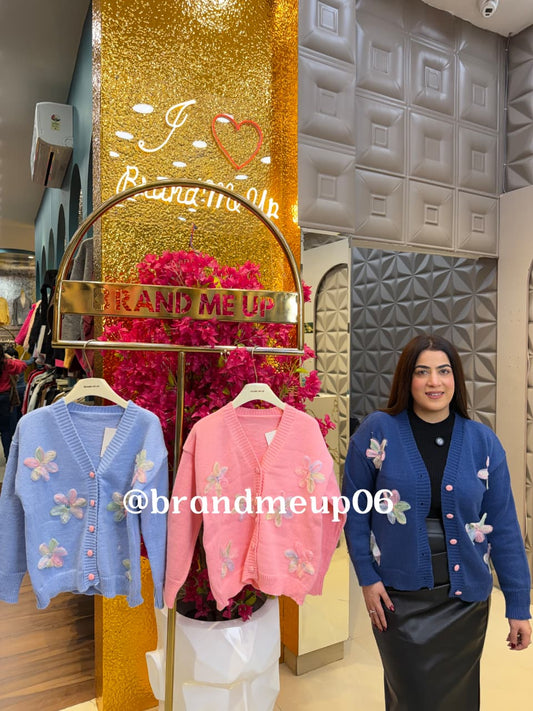 WOOLEN CARDIGAN COLOR BUTTON (IMP-751) FLOWER