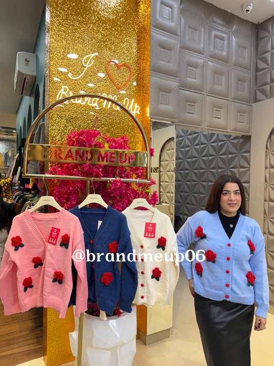 WOOLEN CARDIGAN COLOR BUTTON (IMP-750) ROSE